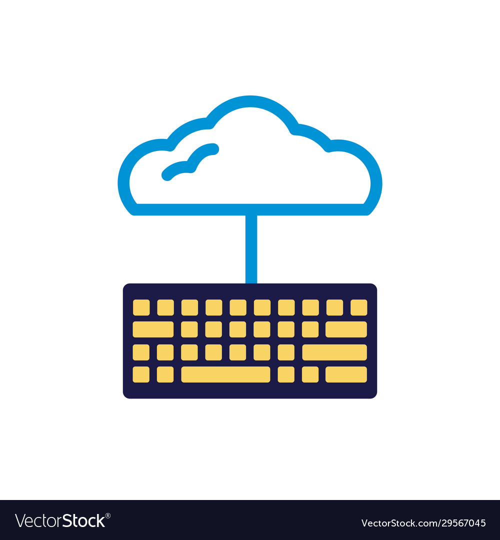 Cloud computing with keyboard lineal color style