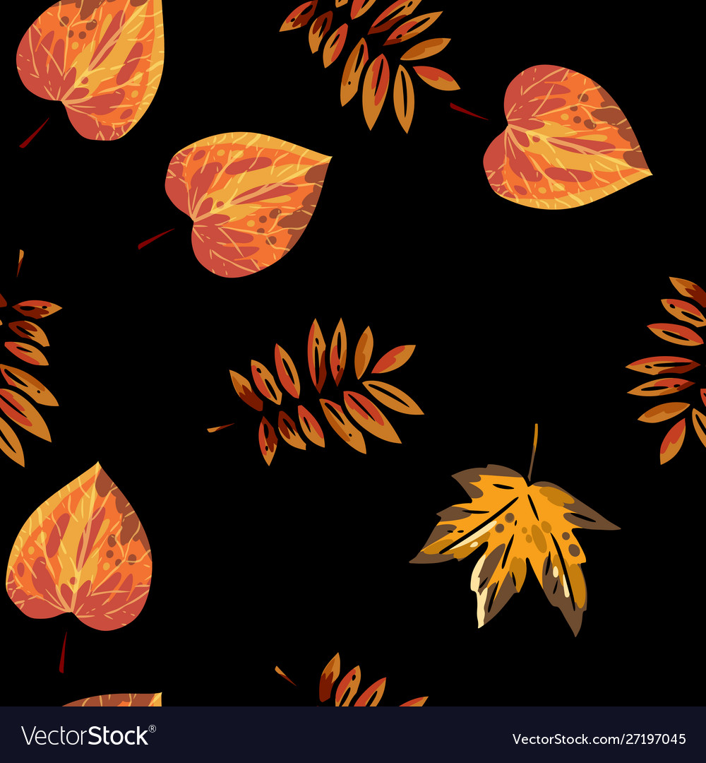 Cute autumn leaves cartoon seamless pattern fall