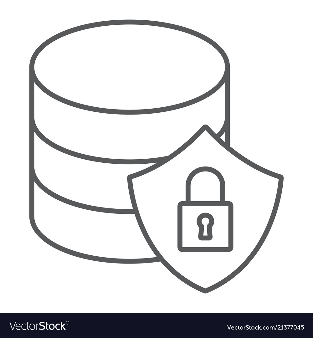 Database protection thin line icon data analytics vector image Database protection thin line icon data analytics