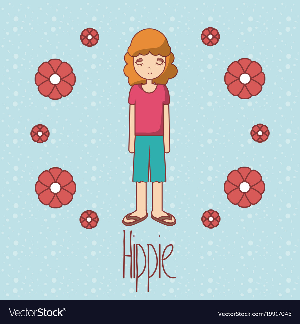 Hippie cute cartoon Royalty Free Vector Image - VectorStock