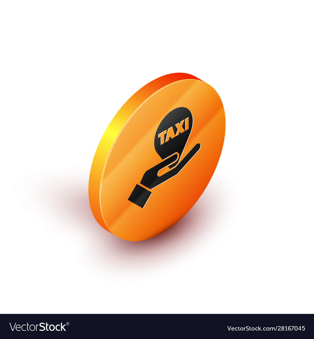 Isometric hand on map pointer with taxi icon Vector Image Isometric hand on map pointer with taxi icon