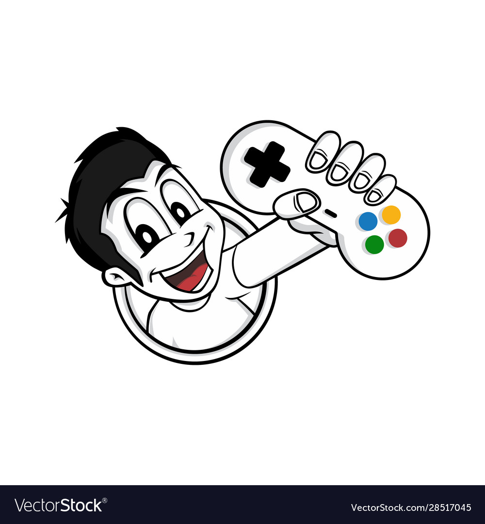 Man holding game console joystick controller logo