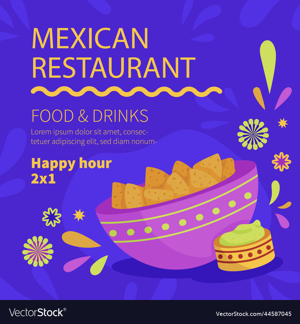 Mexican restaurant posts pack Royalty Free Vector Image