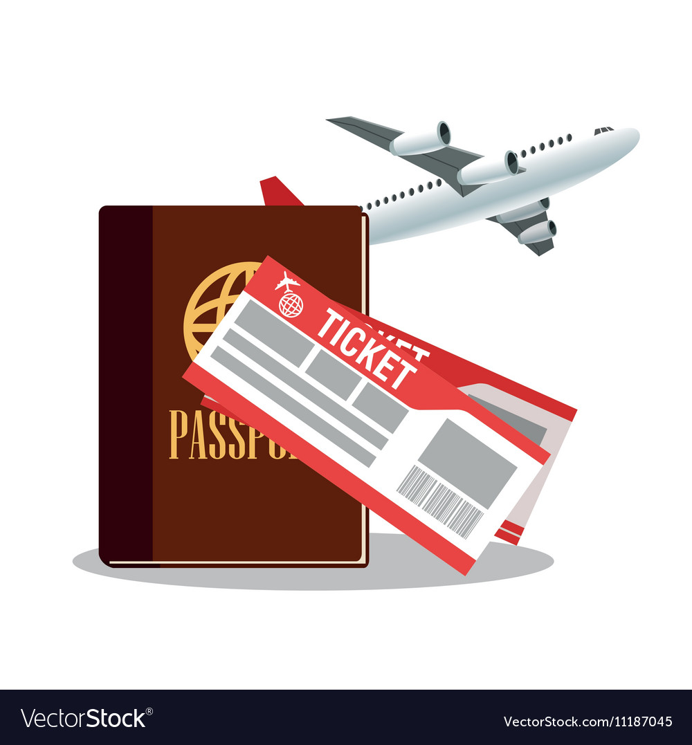 Passport Airplane And Tickets Design Royalty Free Vector