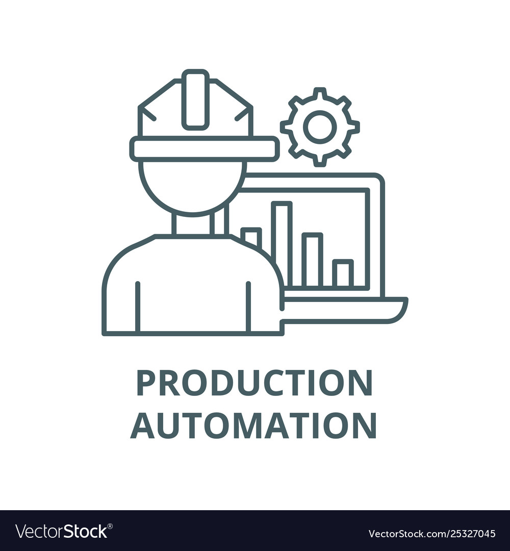 Production automation line icon linear