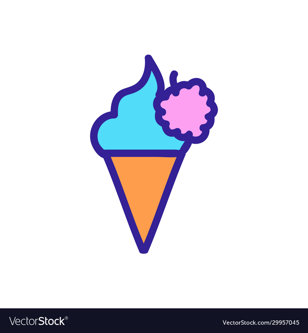 Raspberry ice cream icon isolated contour Vector Image