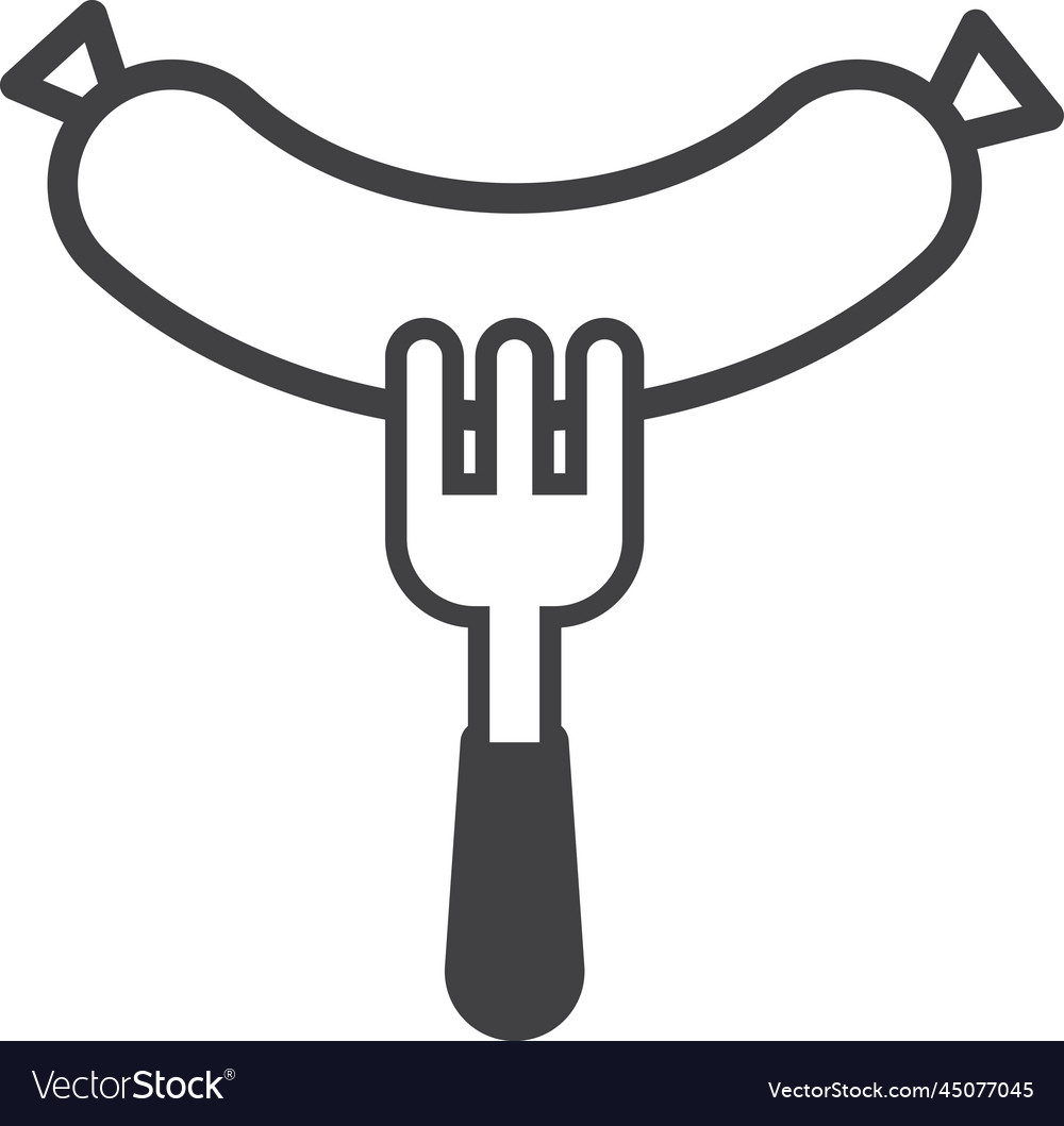Sausage with fork in minimal style