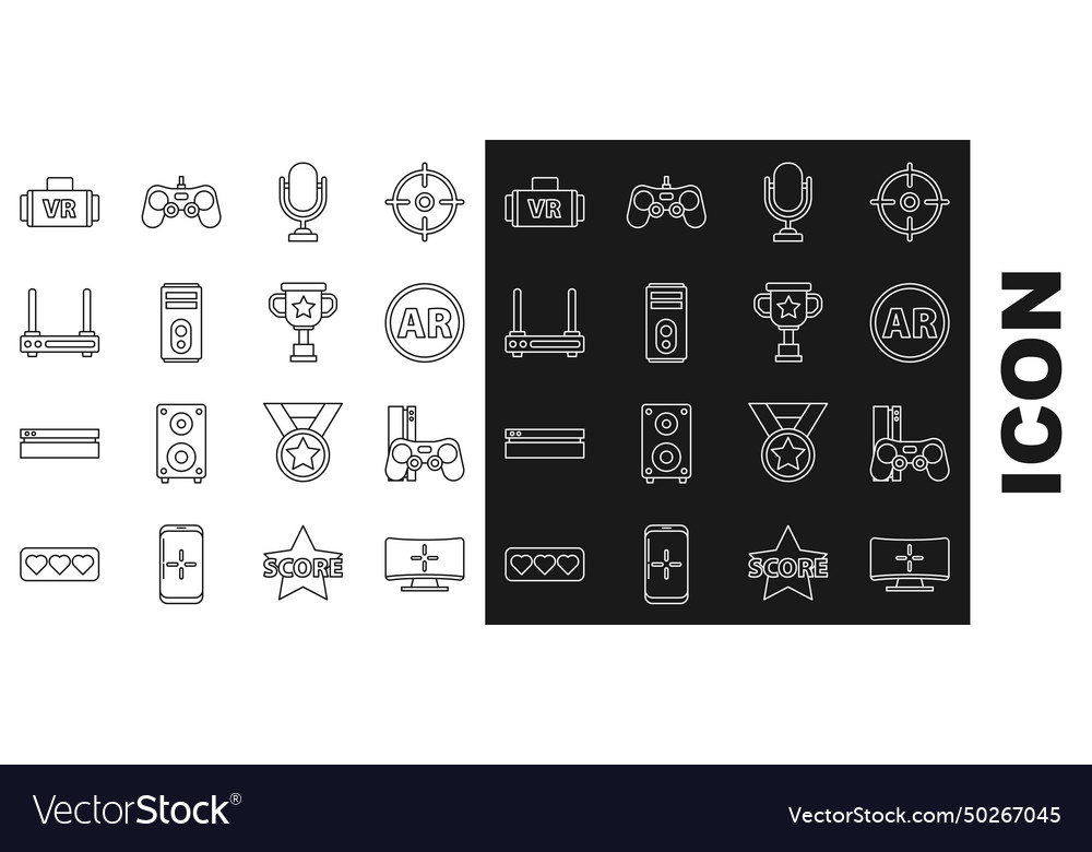 Set line computer monitor game console vector image Set line computer monitor game console