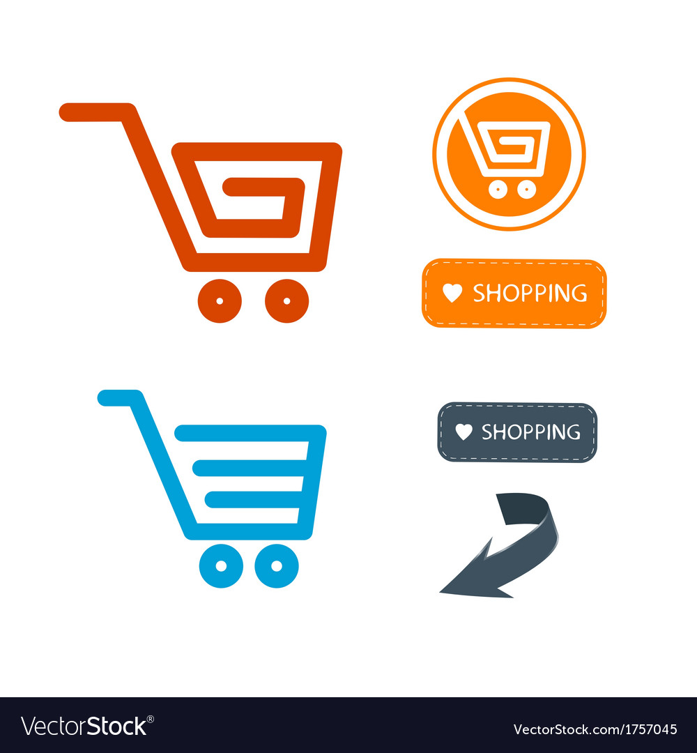 Shopping cart basket web symbols icons set