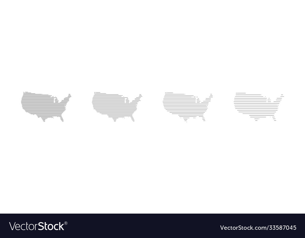 Usa map set icon in line style abstract isolated