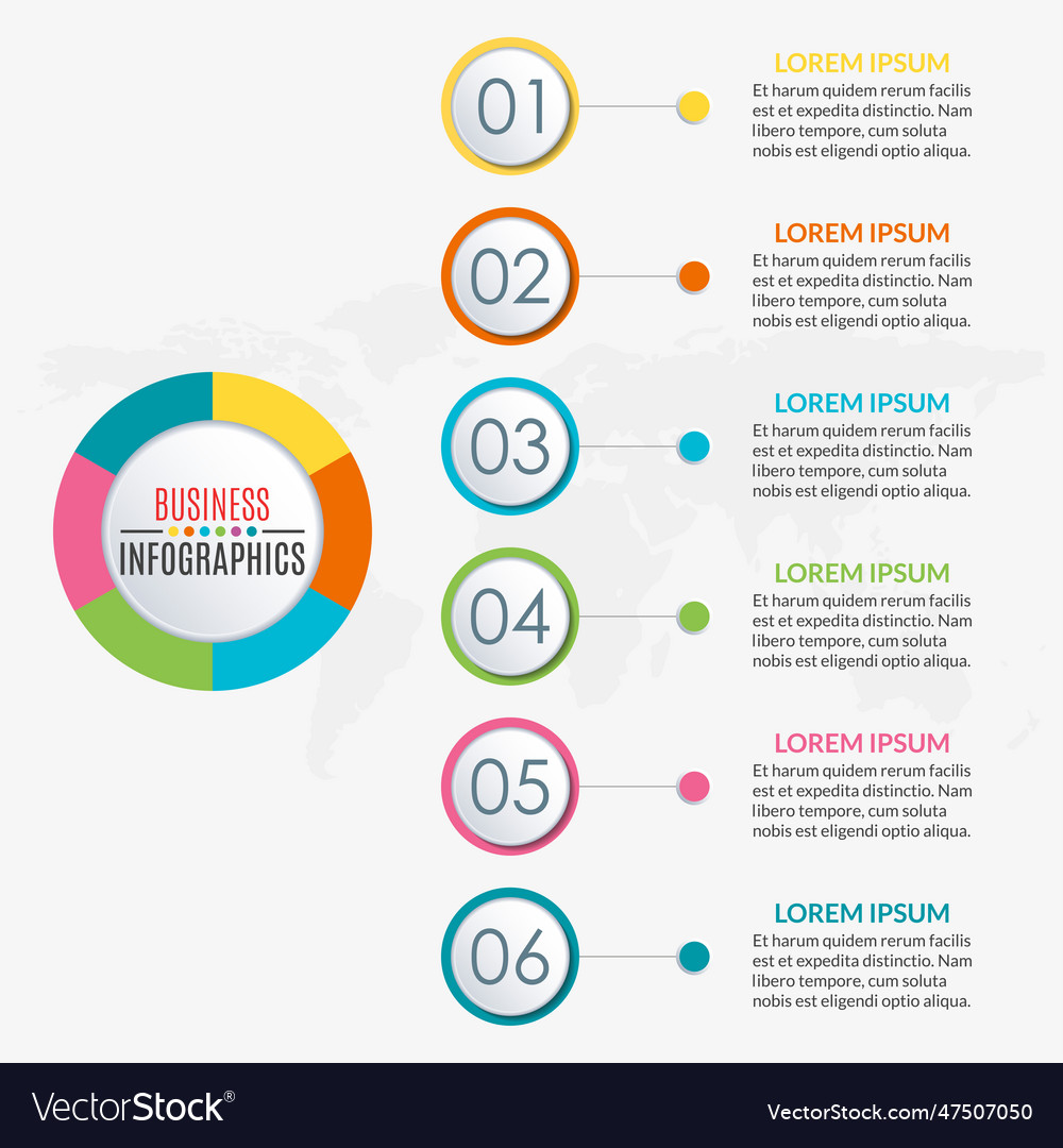 6 Stufen Infografik-Designvorlage für Diagramm