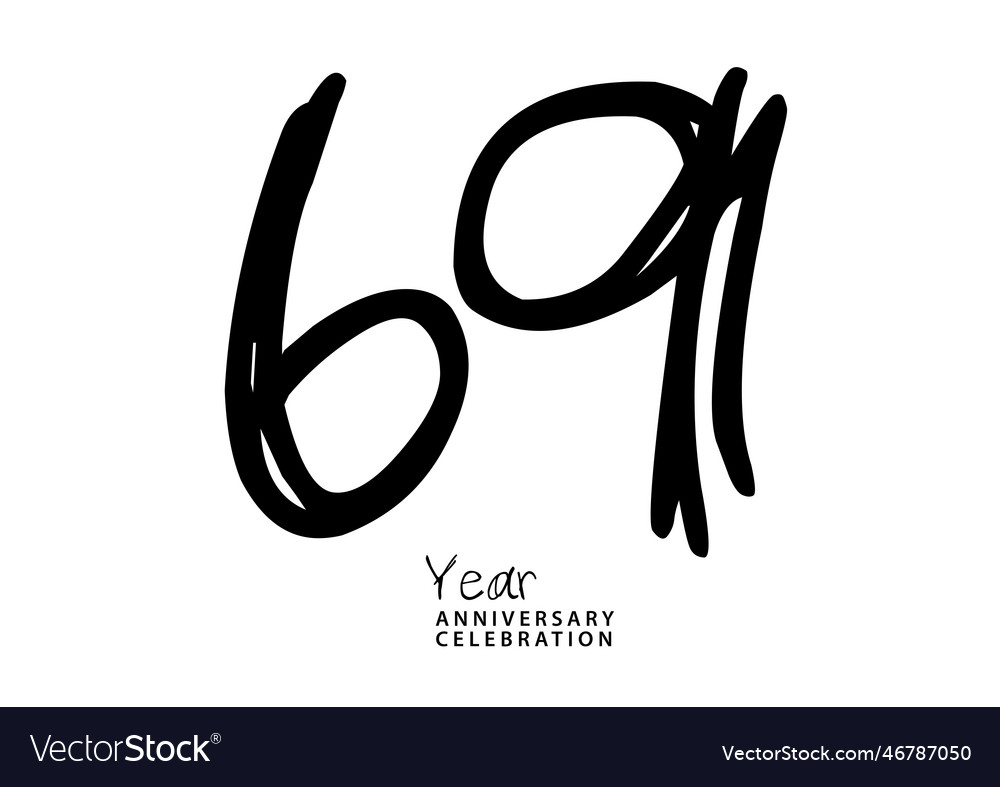 69 year anniversary celebration black color Vector Image