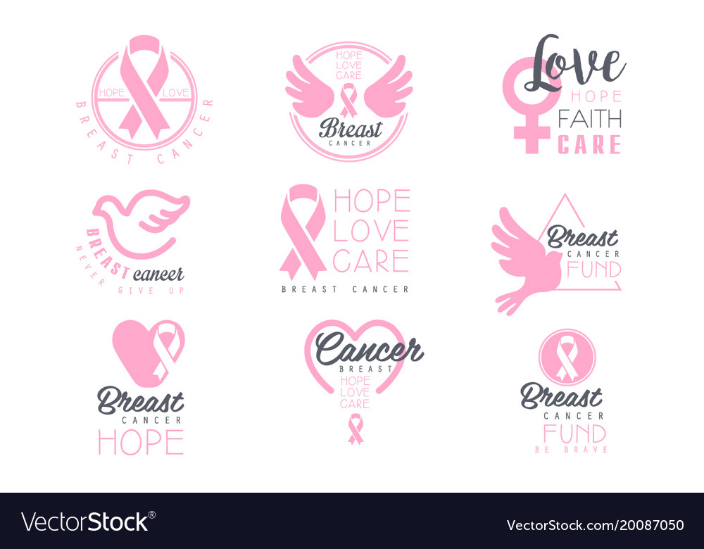 Breast cancer fund set of colorful promo sign