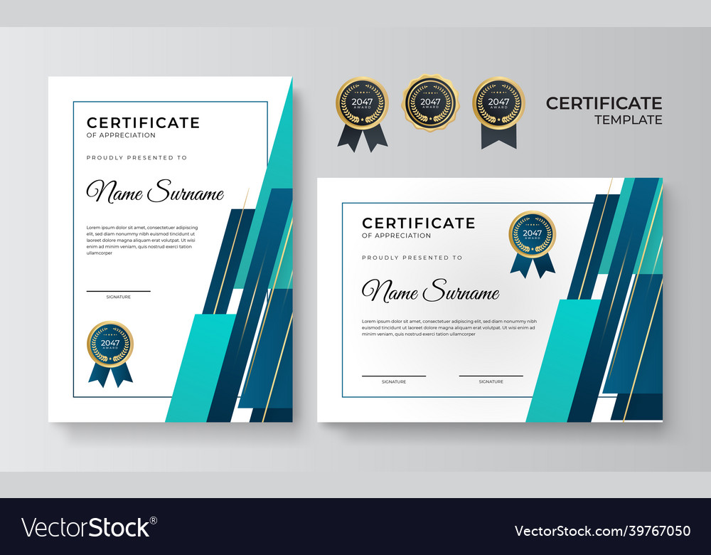 Certificate of appreciation template green Vector Image