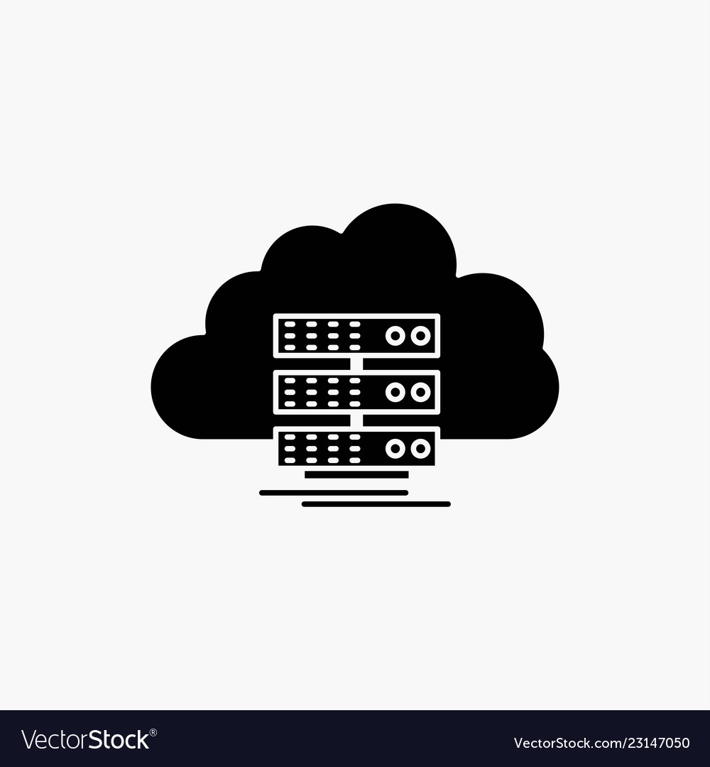 Cloud storage computing data flow glyph icon