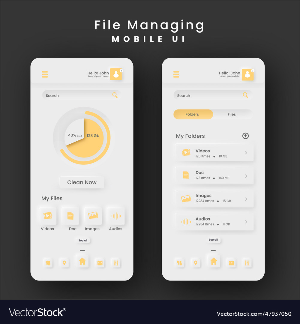 File managing mobile ui kit template layout
