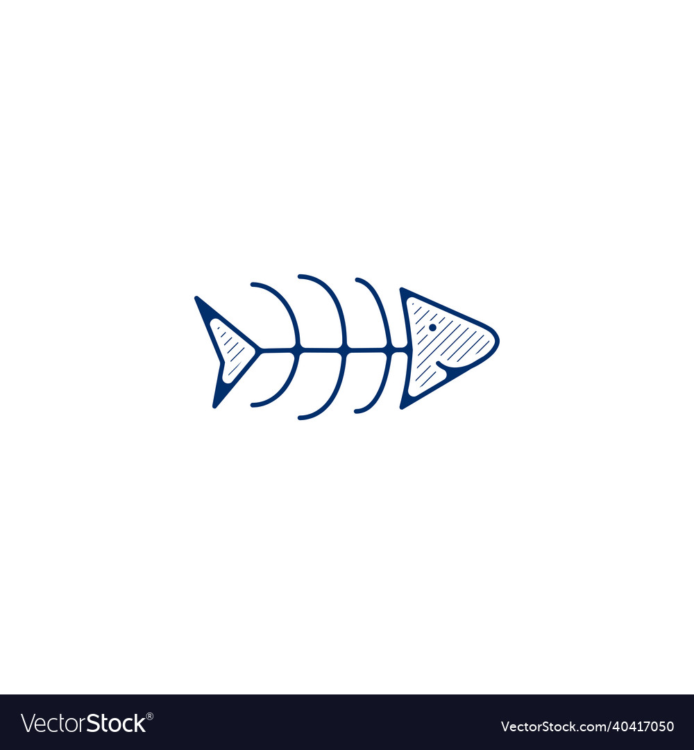 Fishbone line icon linear outline Vector Image Fishbone line icon linear outline