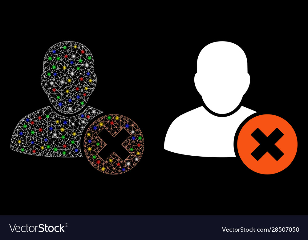 Flare mesh carcass user delete icon with vector image Flare mesh carcass user delete icon with