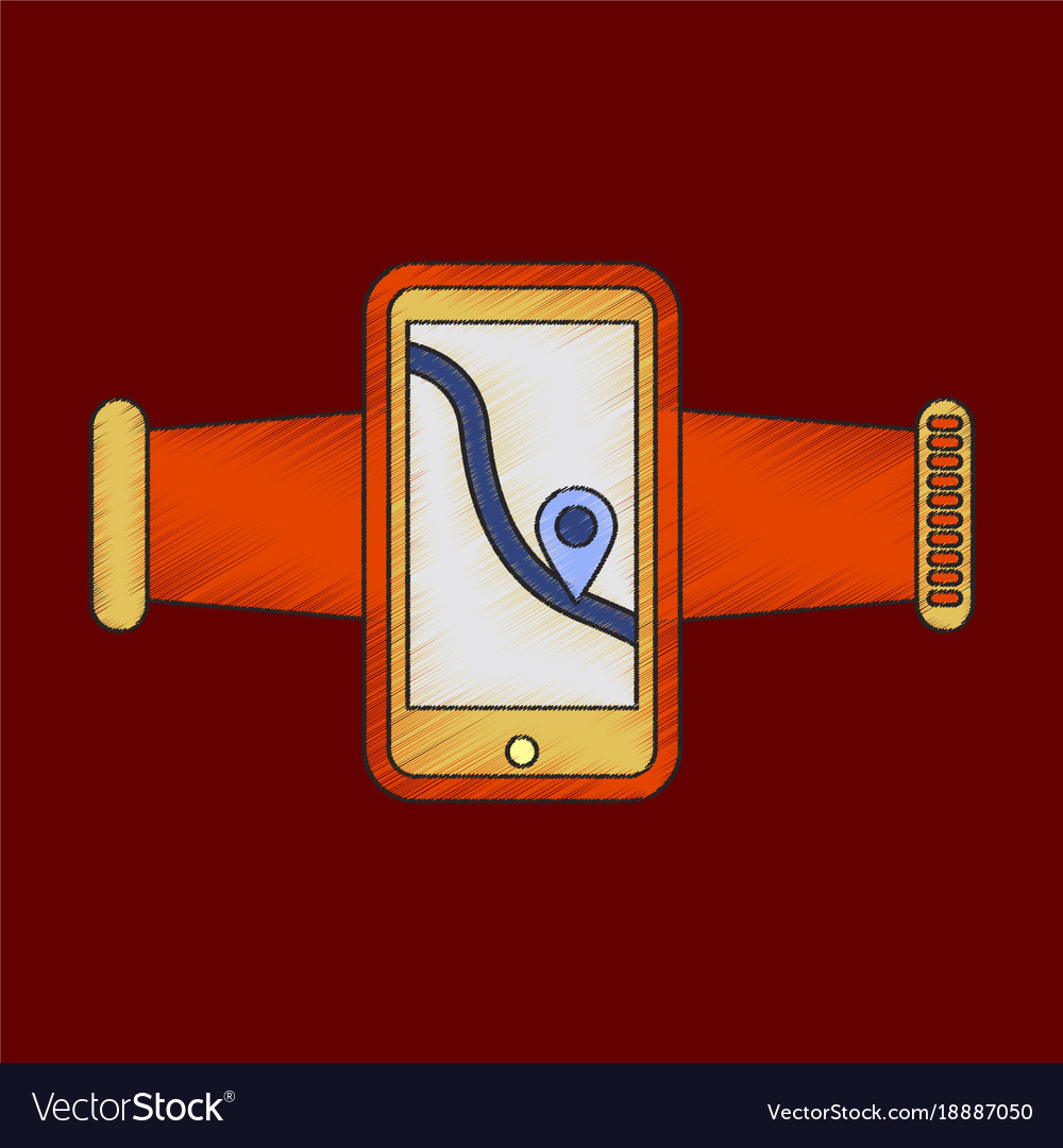 Flat shading style icon smartphone for running