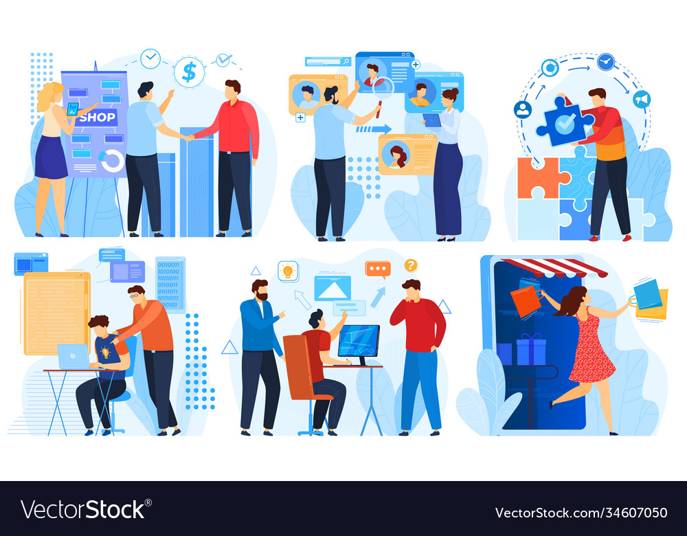 Hackathon project development in business team vector image Hackathon project development in business team