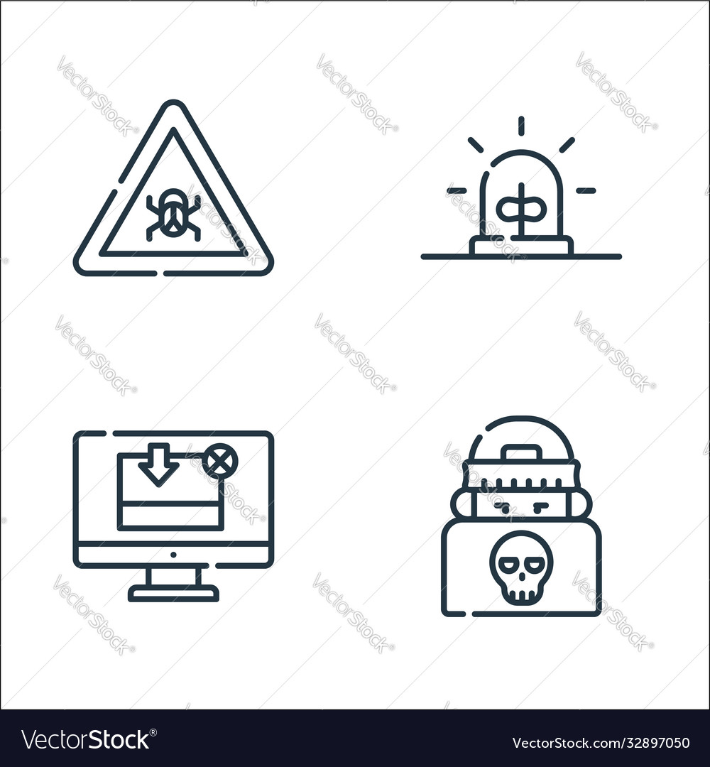 Hacker line icons linear set quality