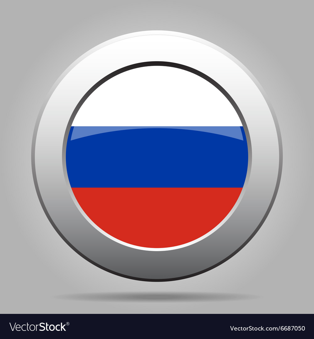 Metal button with flag of russia