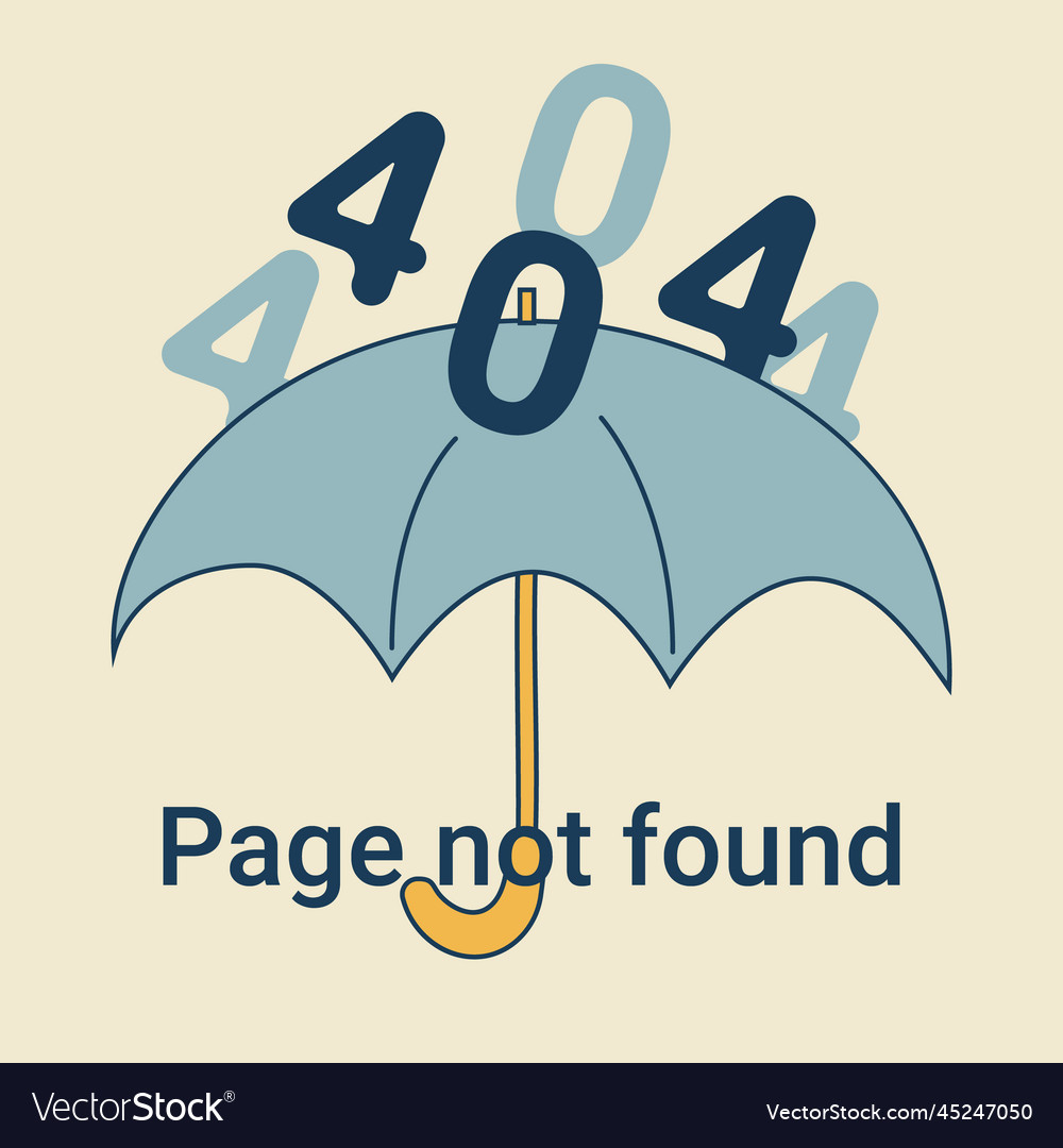 Open umbrella with rain from 404 error vector image Open umbrella with rain from 404 error