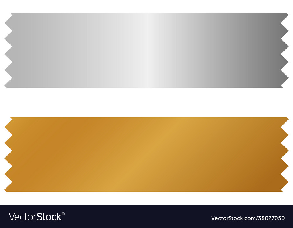 Silber- und Goldfolienstreifen auf weißem Hintergrund