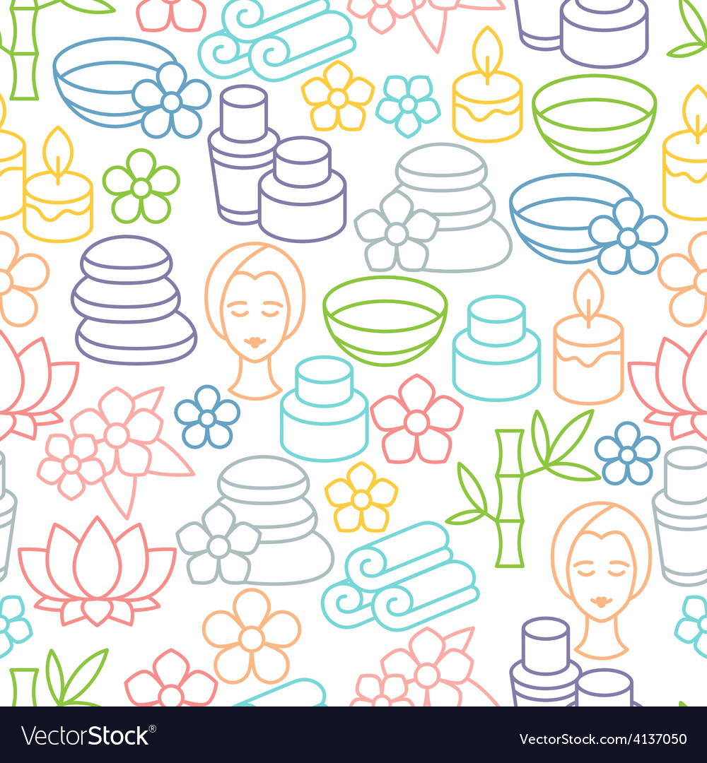 Spa and recreation seamless pattern with icons