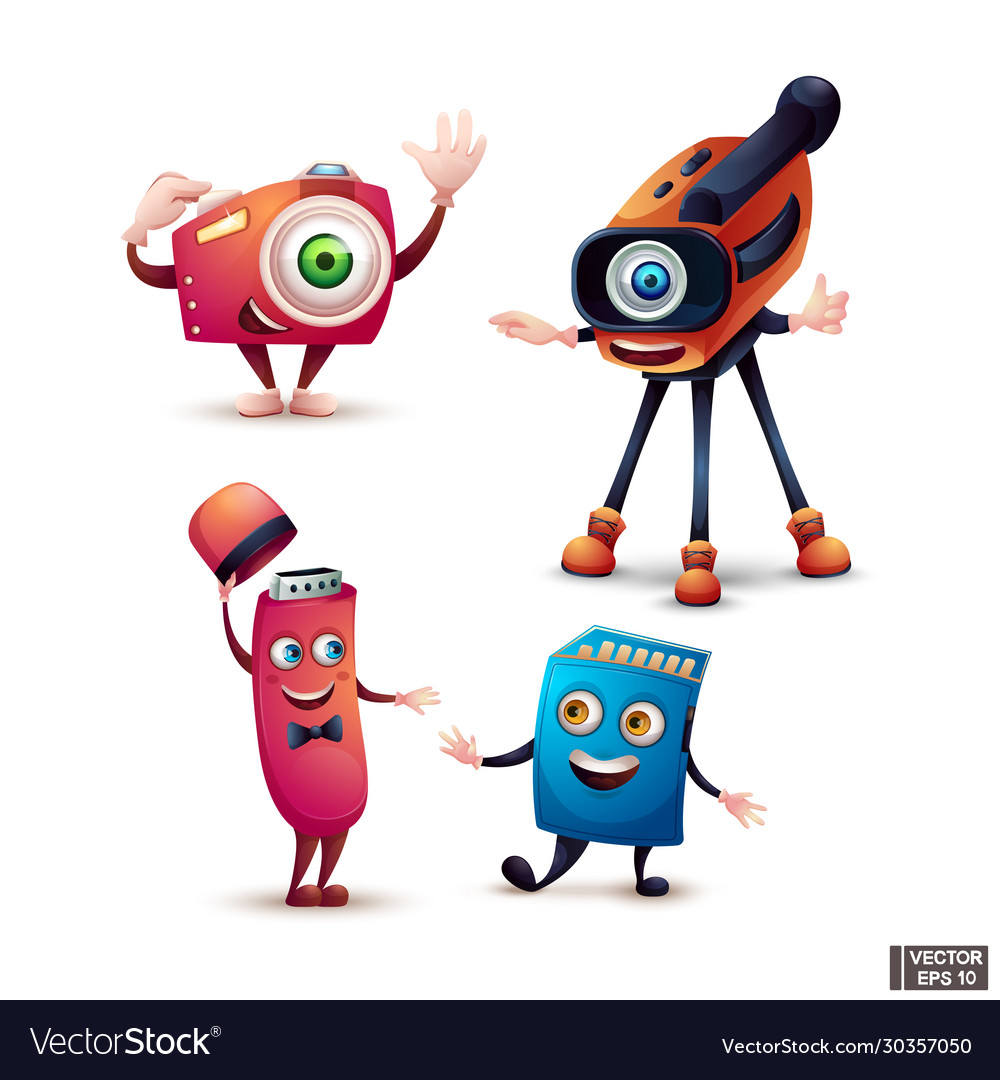 Video camera flash drive and memory card vector image Video camera flash drive and memory card