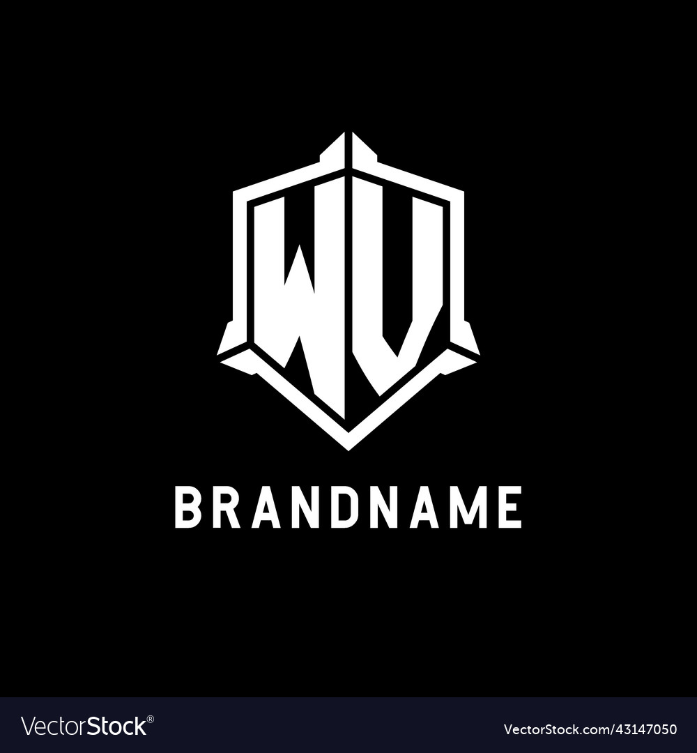 Wv logo initial with shield shape design style Vector Image Wv logo initial with shield shape design style