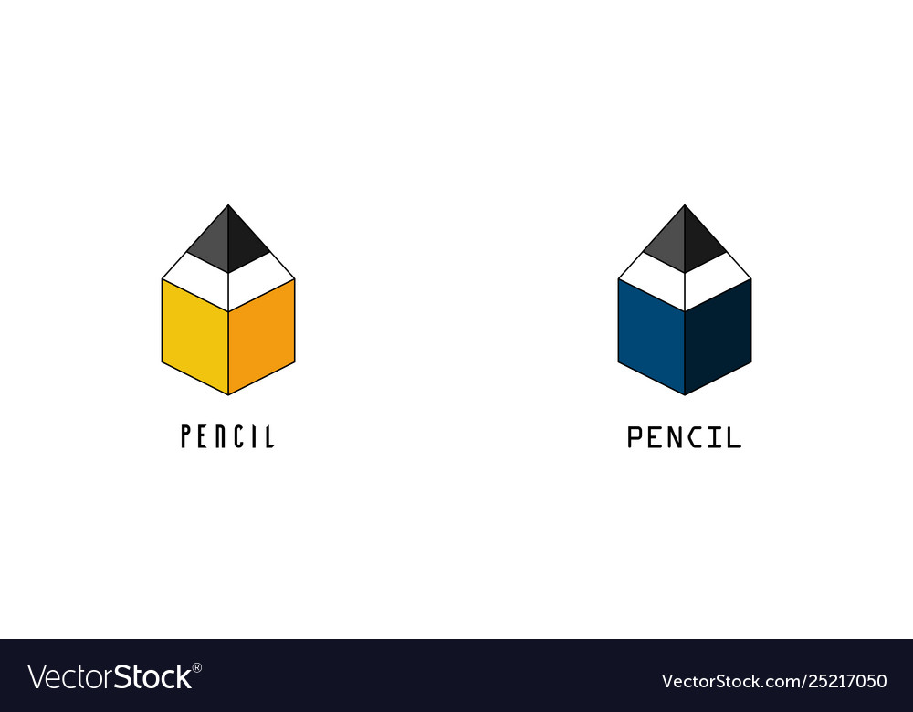 Yellow And Blue Pencils Logo Pencil Isolated Vector Image Blue Pencils Logo Pencil Isolated