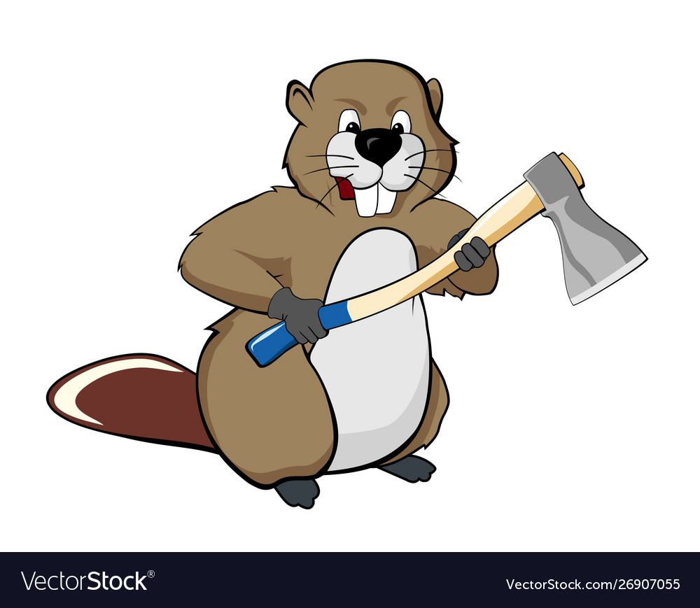 Beaver with an ax