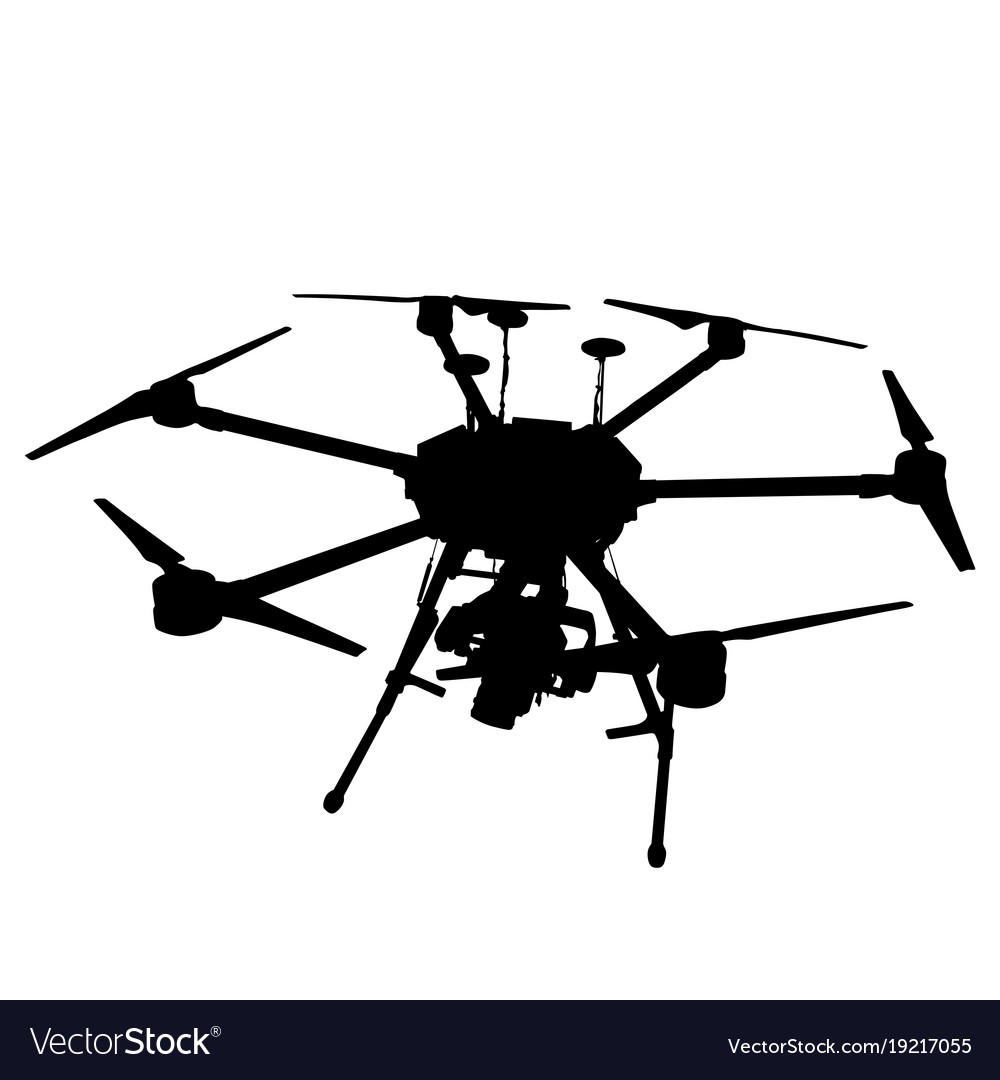 Schwarz silhouette drone quadrocopter auf weiB Vektorbild