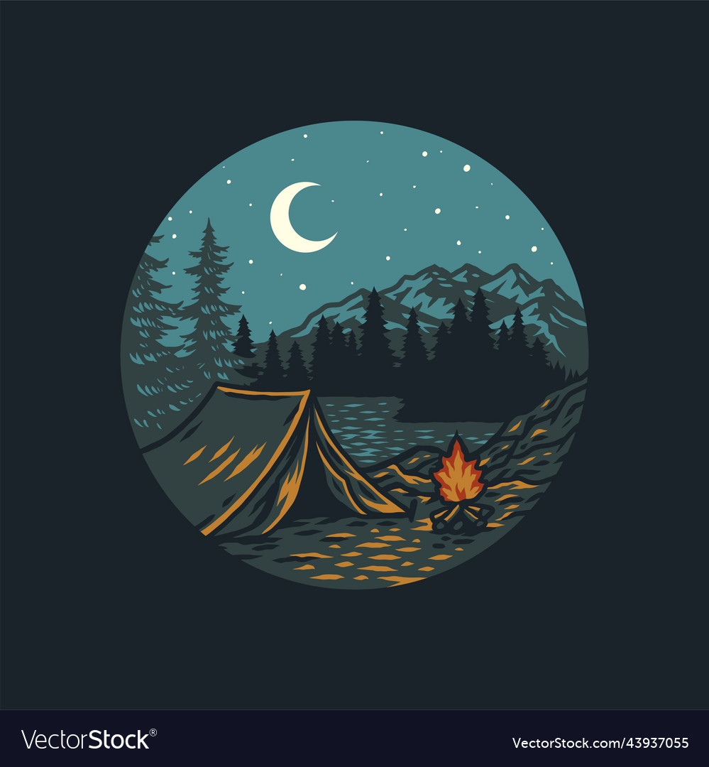 Camping in a forest vector image Camping in a forest