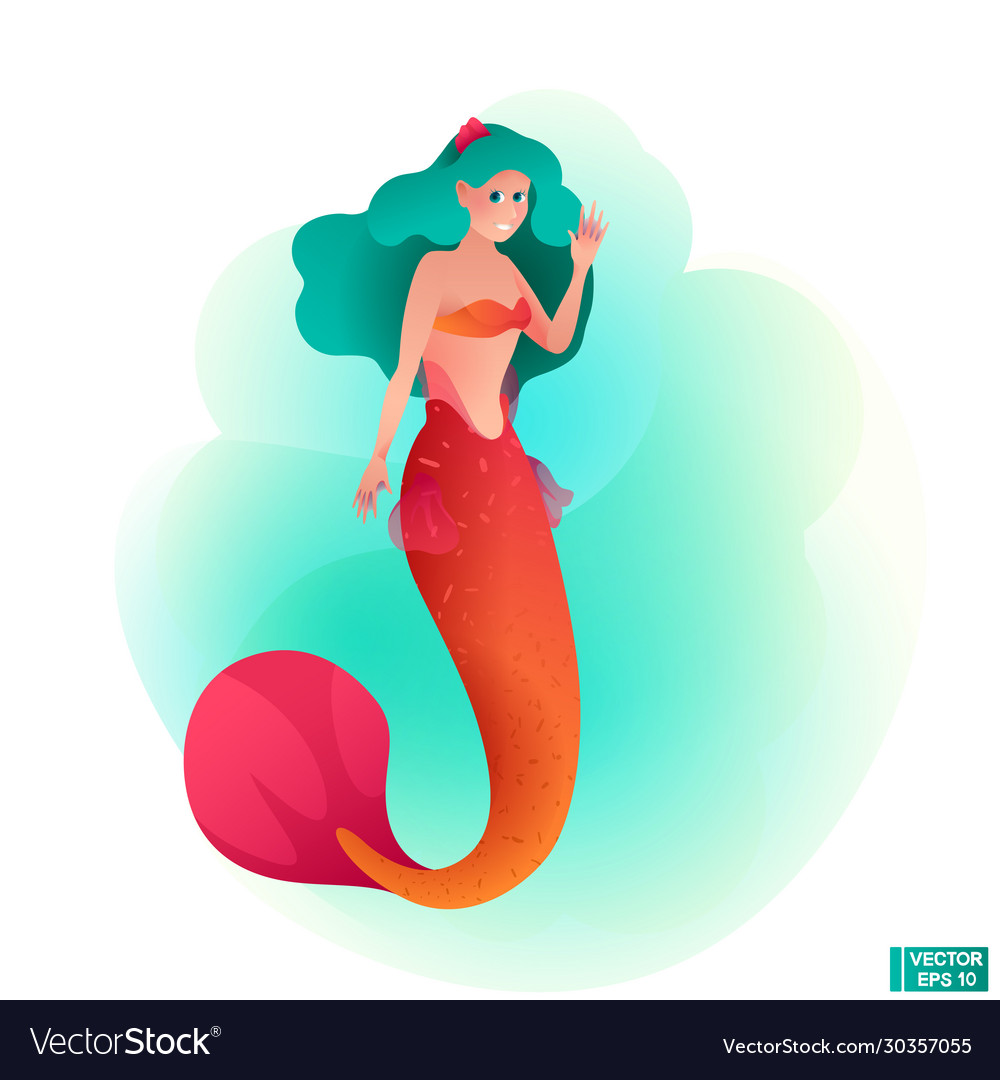 Cartoon character beautiful mermaid Royalty Free Vector