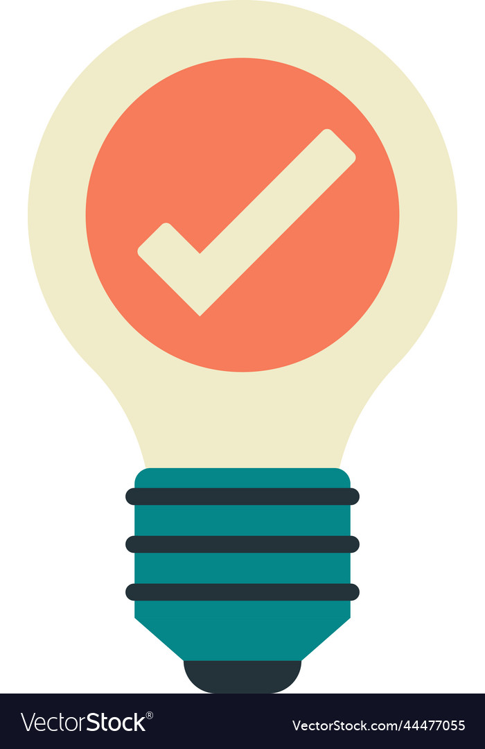 Check mark and light bulb in minimal style