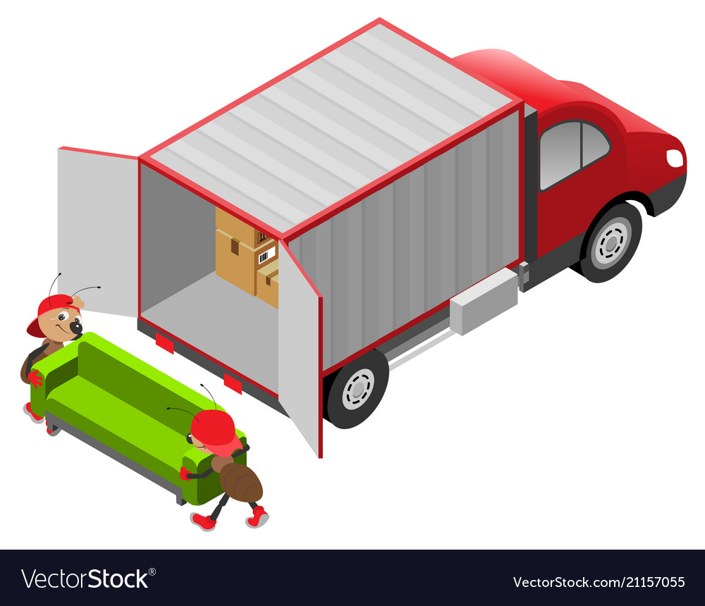 Fast Delivery Of Goods Ants Loads Furniture In Vector Image