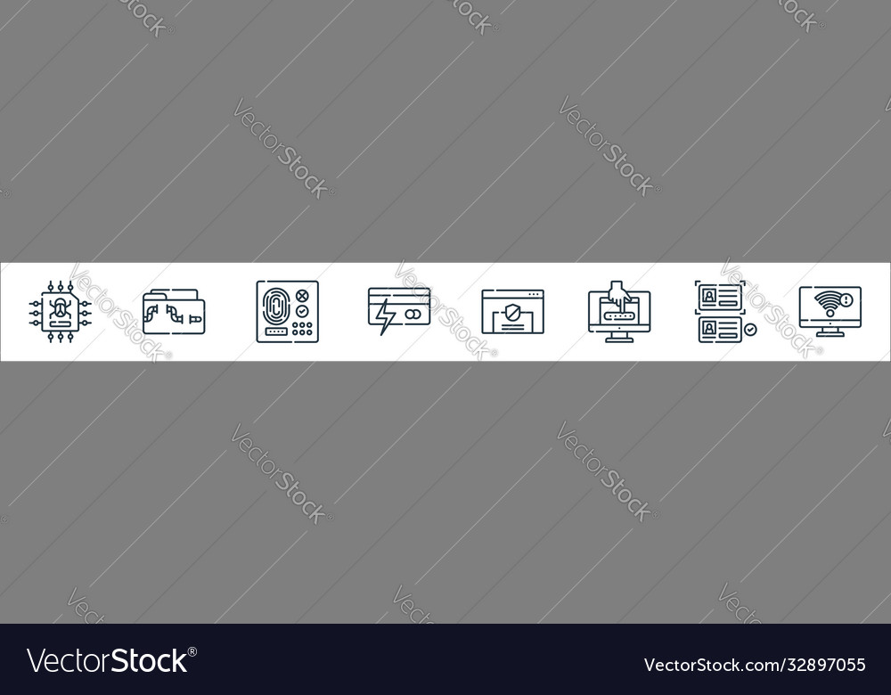 Hacker line icons linear set quality vector image Hacker line icons linear set quality