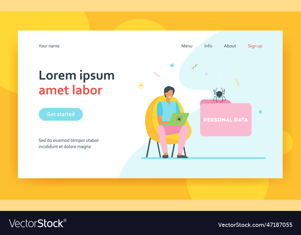 Happy hacker stealing personal data vector image Happy hacker stealing personal data