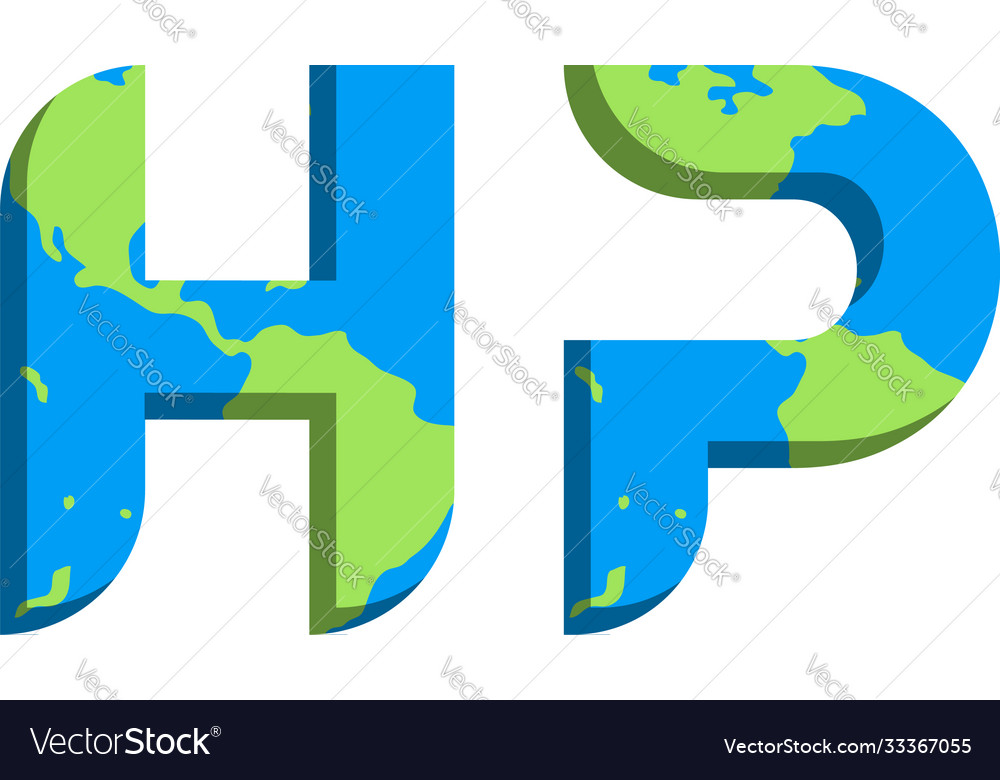 Initial hp logo design with world map style