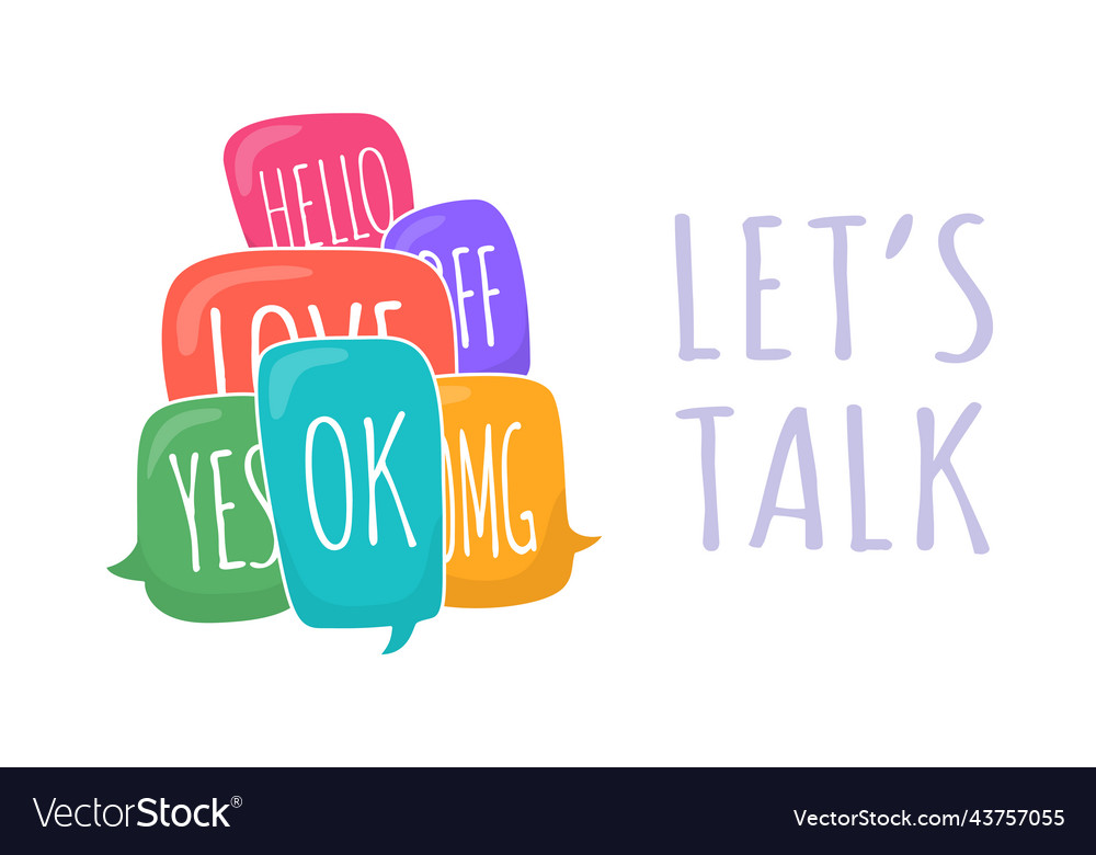Lets talk set of colorful different speech bubble Vector Image Lets talk set of colorful different speech bubble