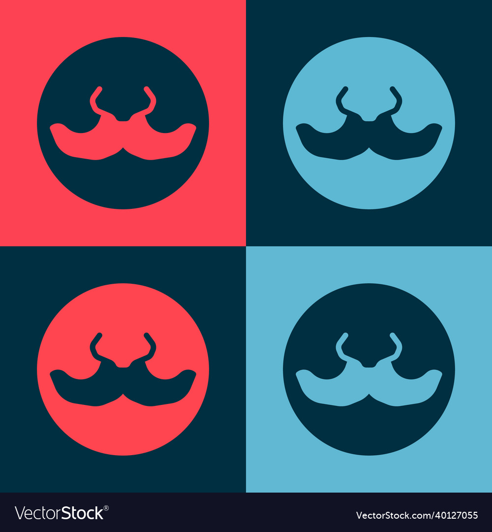 Pop art mustache icon isolated on color background