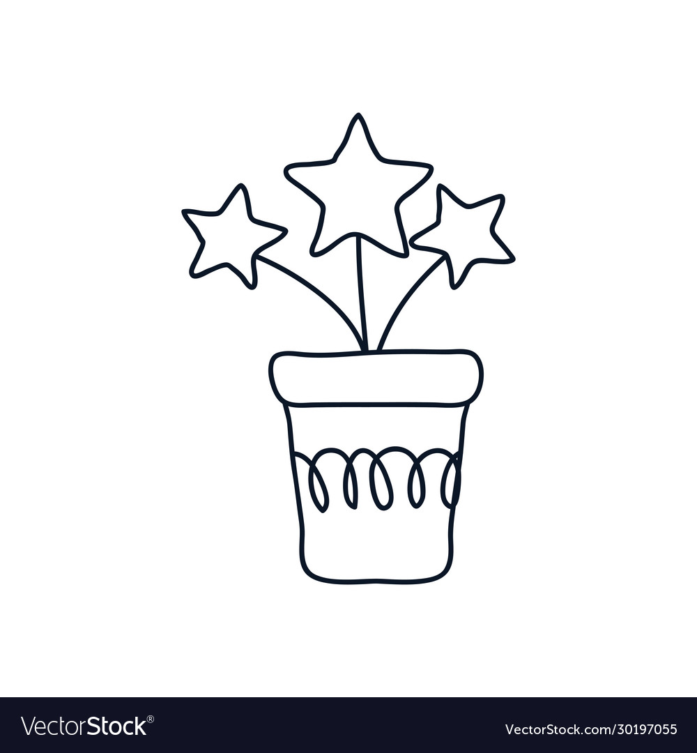 Pot with stars bucket icon block style vector image Pot with stars bucket icon block style