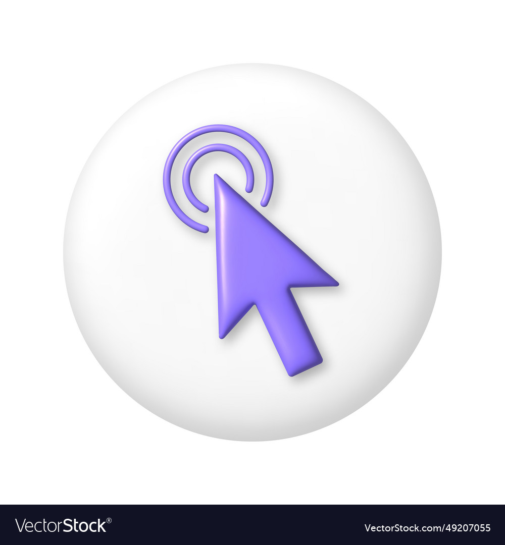 Purple arrow computer cursor icon on white round