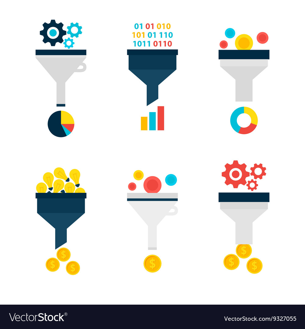 Sales Funnel Flat Objects Collection
