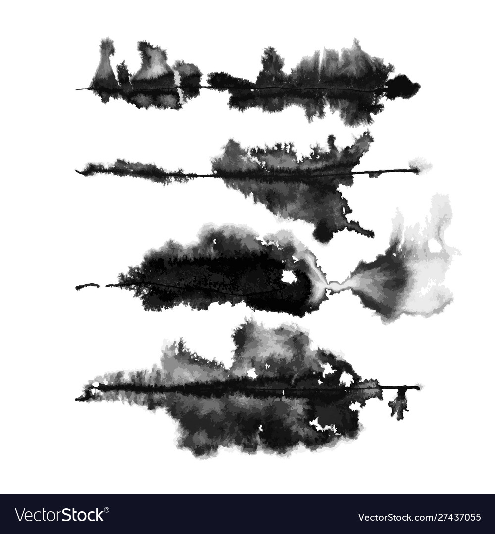 Set four runny ink art brushes