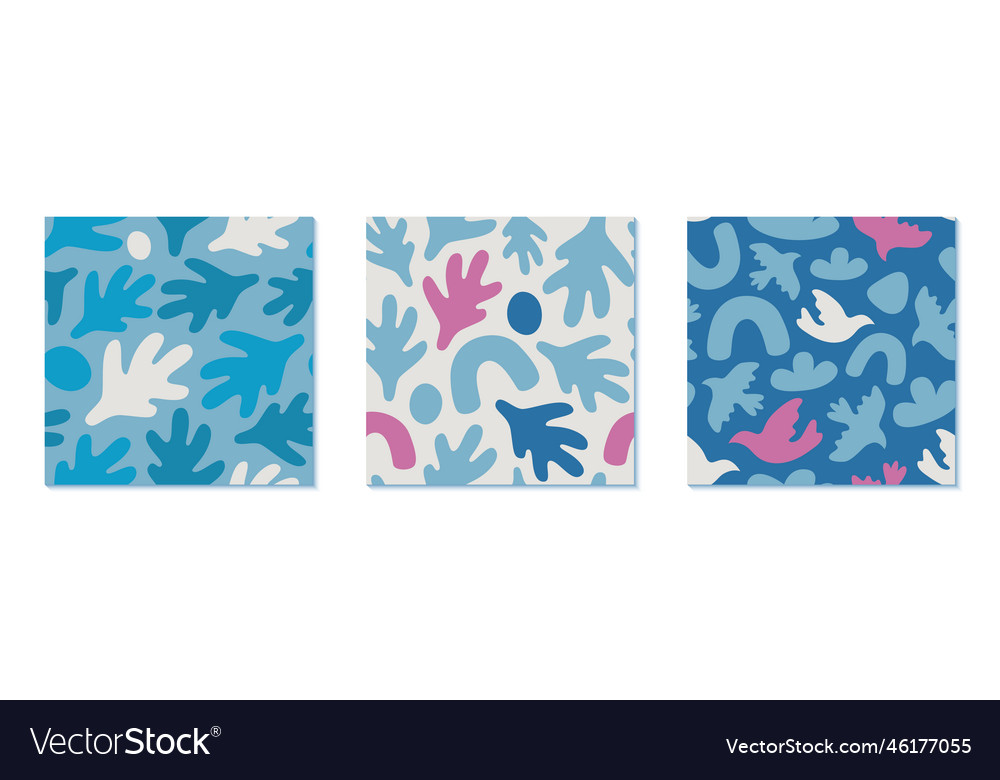 Set of seamless patterns with abstract shapes vector image Set of seamless patterns with abstract shapes