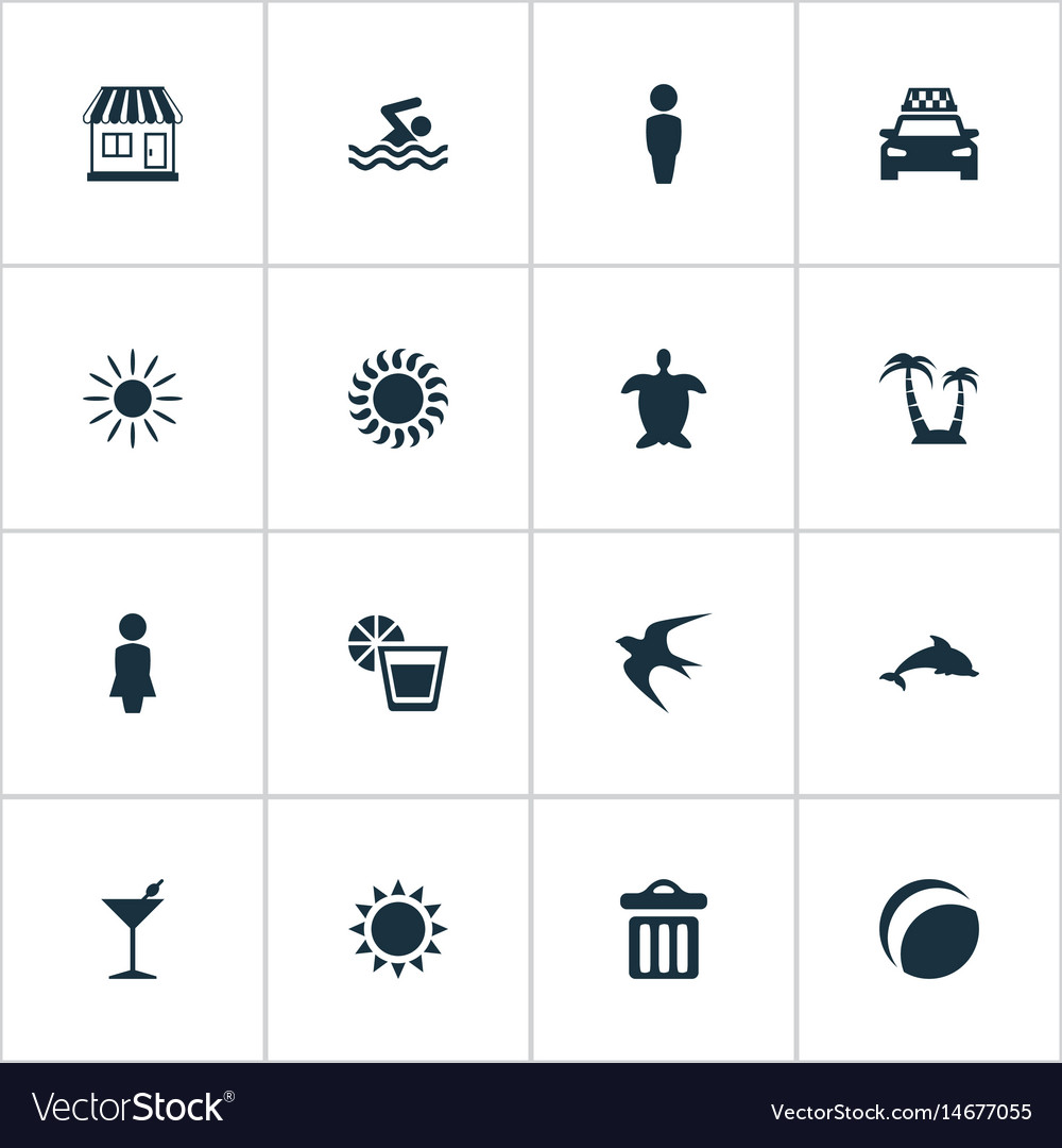 Set of simple seaside icons