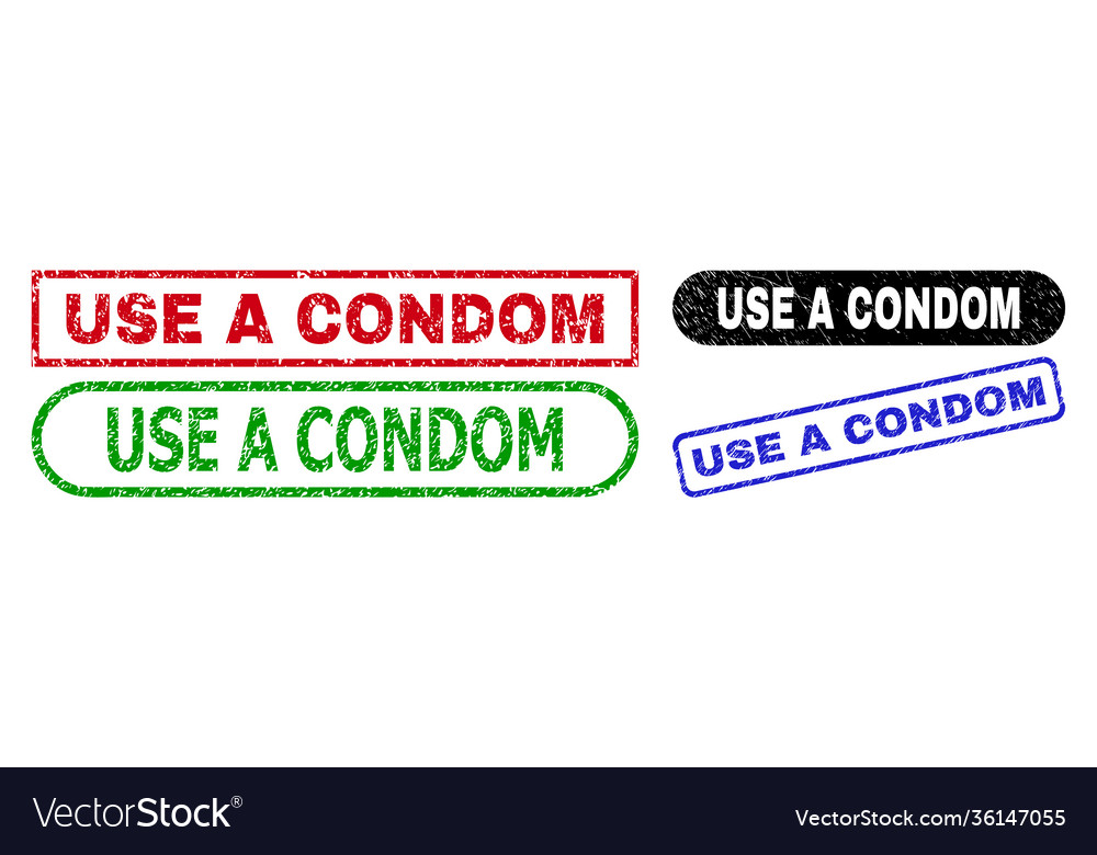 Use a condom rectangle watermarks with scratched vector image Use a condom rectangle watermarks with scratched